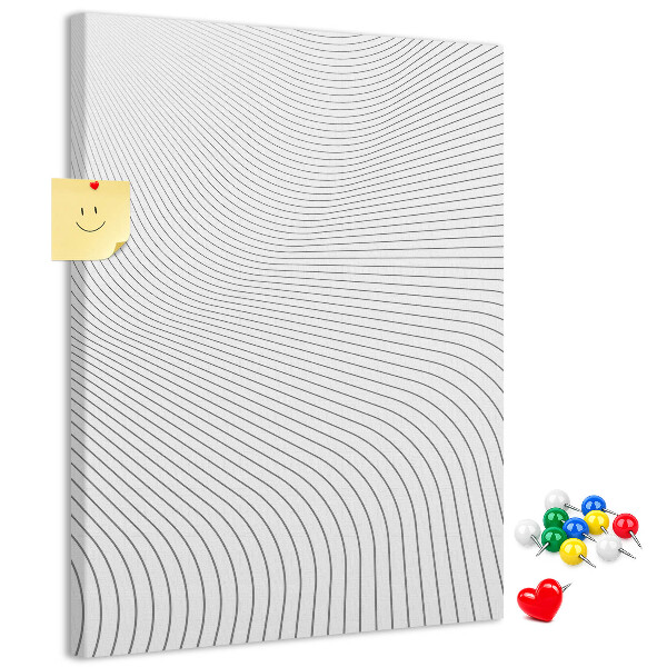 Wall cork memo board Waves of lines in a monochromatic pattern