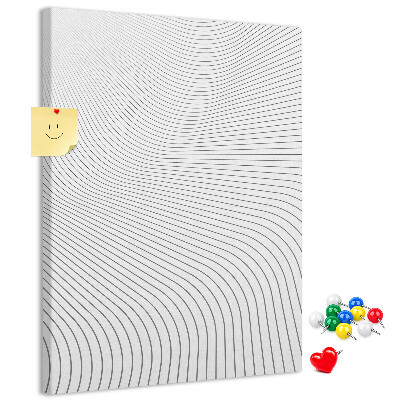 Wall cork memo board Waves of lines in a monochromatic pattern