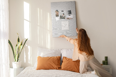 Wall cork memo board Waves of lines in a monochromatic pattern