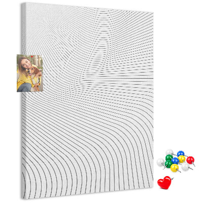 Wall cork memo board Waves of lines in a monochromatic pattern