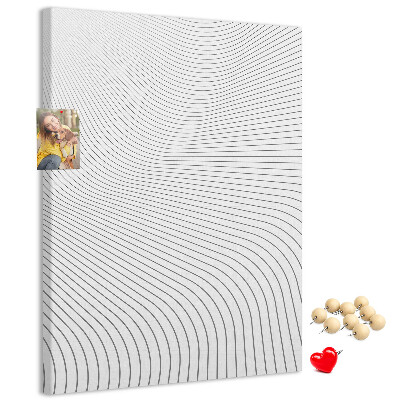 Wall cork memo board Waves of lines in a monochromatic pattern