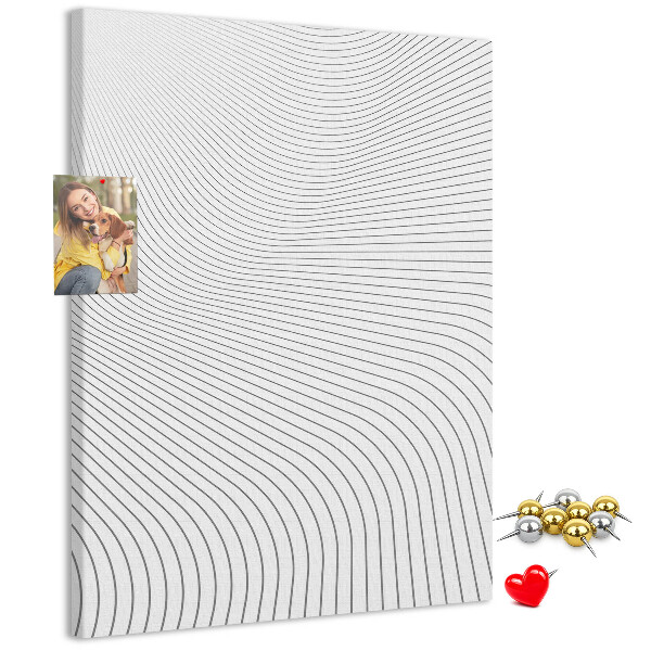Wall cork memo board Waves of lines in a monochromatic pattern