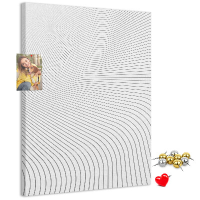 Wall cork memo board Waves of lines in a monochromatic pattern