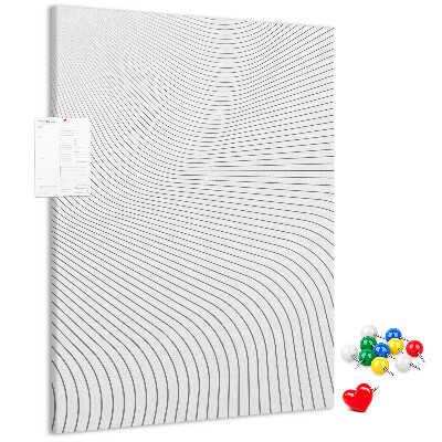 Wall cork memo board Waves of lines in a monochromatic pattern