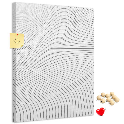 Wall cork memo board Waves of lines in a monochromatic pattern