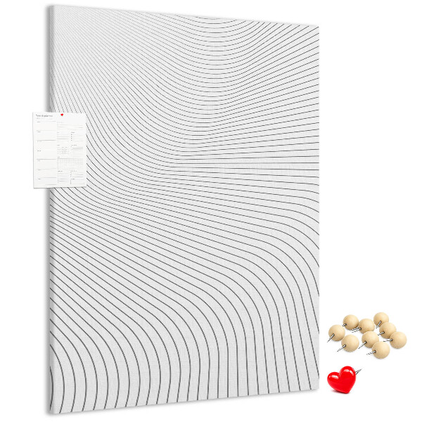 Wall cork memo board Waves of lines in a monochromatic pattern