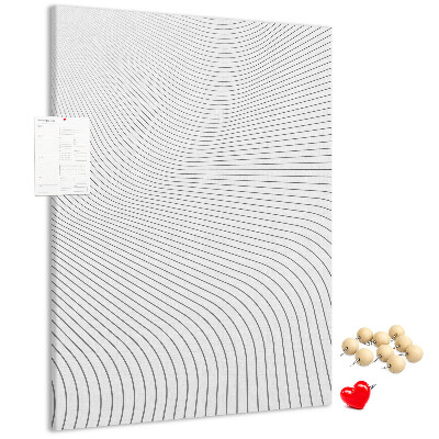 Wall cork memo board Waves of lines in a monochromatic pattern