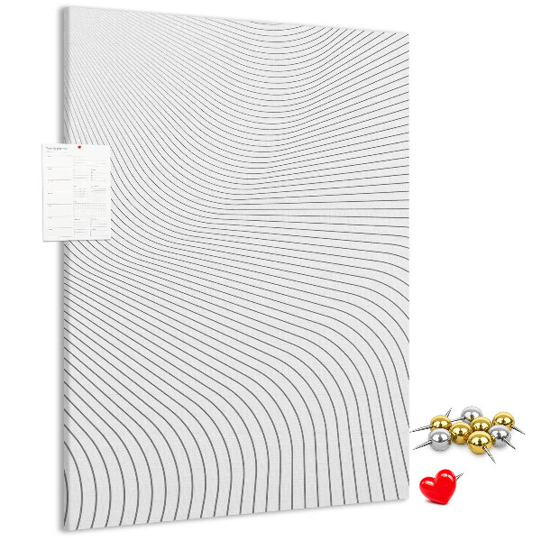Wall cork memo board Waves of lines in a monochromatic pattern