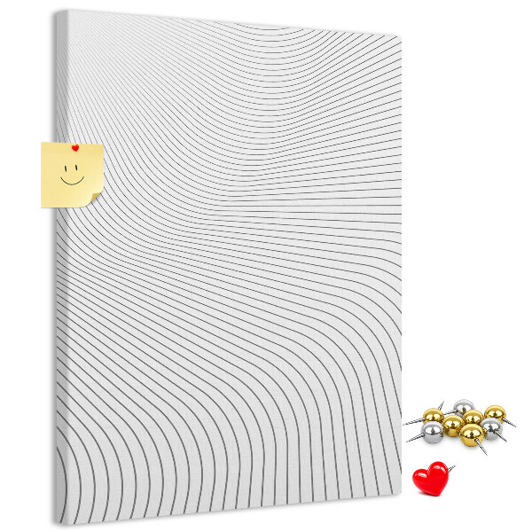 Wall cork memo board Waves of lines in a monochromatic pattern