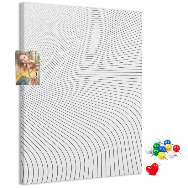Wall cork memo board Waves of lines in a monochromatic pattern