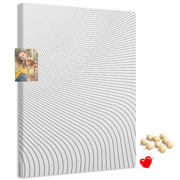 Wall cork memo board Waves of lines in a monochromatic pattern