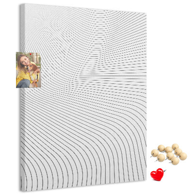Wall cork memo board Waves of lines in a monochromatic pattern