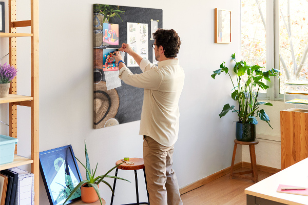Memo cork board Stylish layout with natural accents