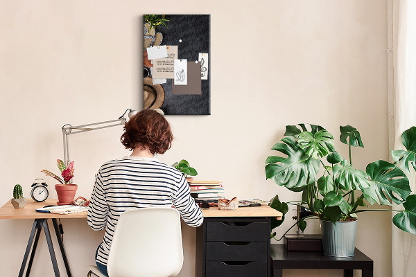 Memo cork board Stylish layout with natural accents