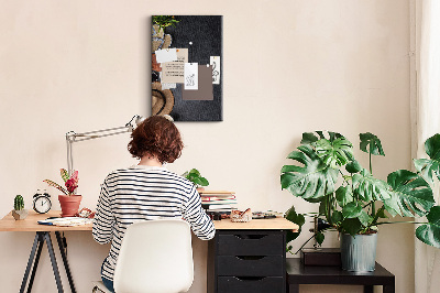 Memo cork board Stylish layout with natural accents