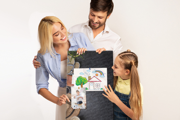 Memo cork board Stylish layout with natural accents