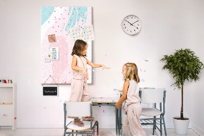 Cork notice board Abstract spots in pastel colors