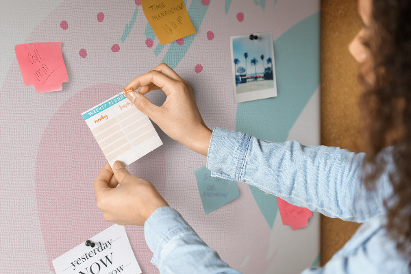 Cork notice board Abstract spots in pastel colors