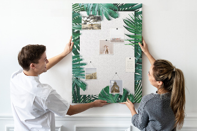 Pin board Tropical leaves surrounded by a white frame