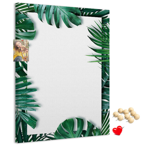 Pin board Tropical leaves surrounded by a white frame