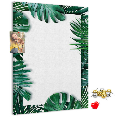 Pin board Tropical leaves surrounded by a white frame