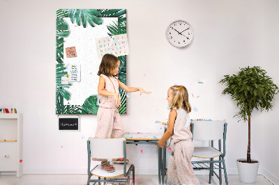 Pin board Tropical leaves surrounded by a white frame