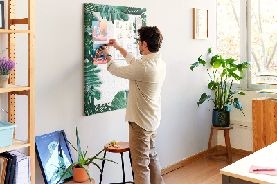 Pin board Tropical leaves surrounded by a white frame