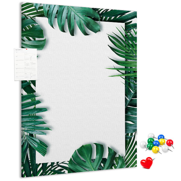 Pin board Tropical leaves surrounded by a white frame