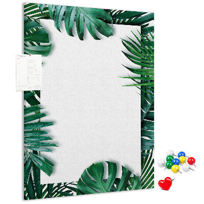 Pin board Tropical leaves surrounded by a white frame