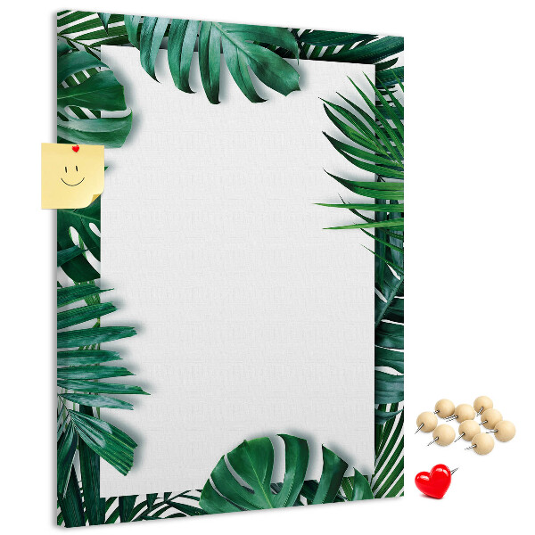 Pin board Tropical leaves surrounded by a white frame