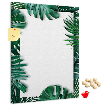 Pin board Tropical leaves surrounded by a white frame