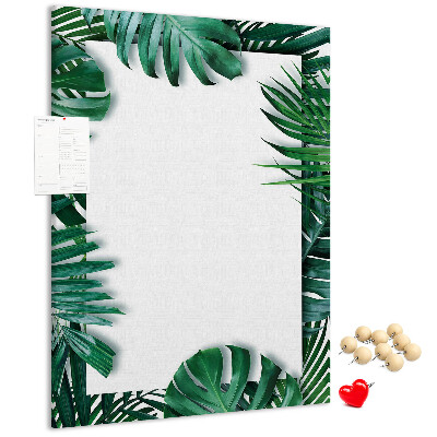 Pin board Tropical leaves surrounded by a white frame