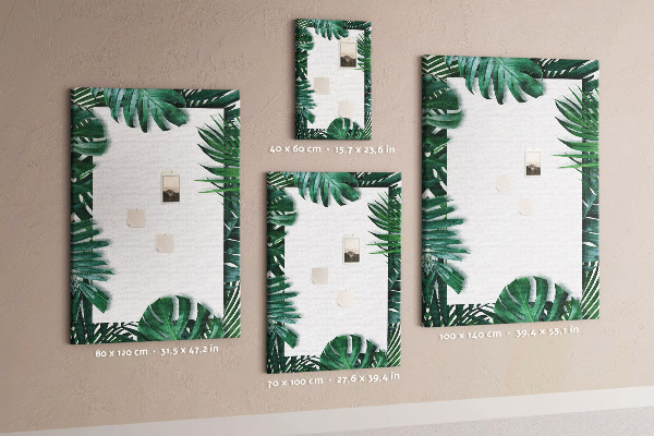 Pin board Tropical leaves surrounded by a white frame