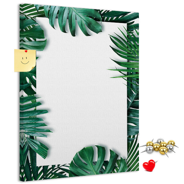 Pin board Tropical leaves surrounded by a white frame