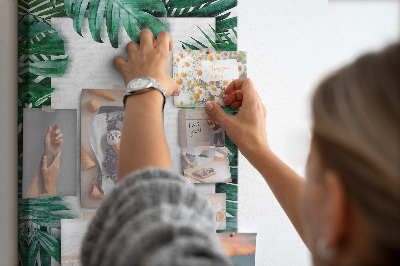 Pin board Tropical leaves surrounded by a white frame