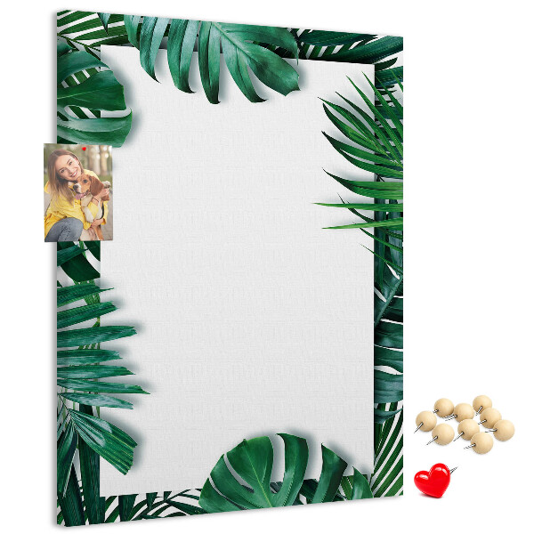 Pin board Tropical leaves surrounded by a white frame