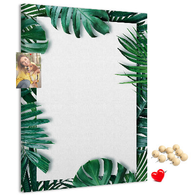 Pin board Tropical leaves surrounded by a white frame