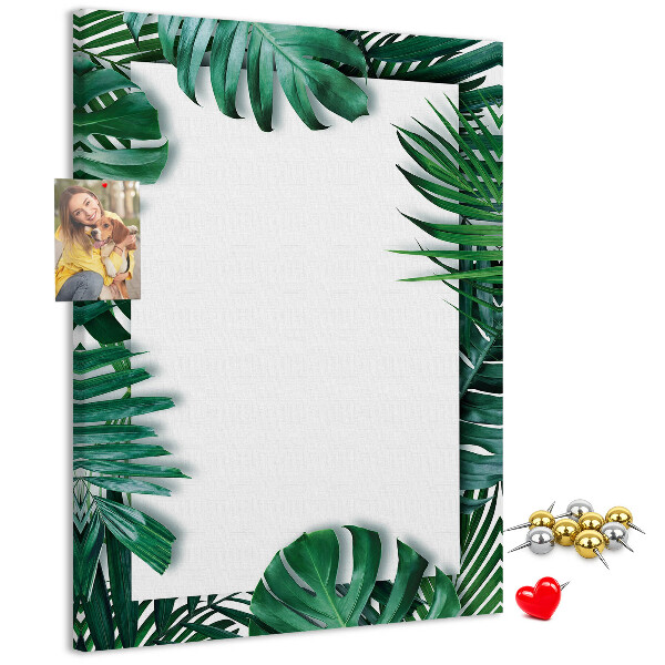 Pin board Tropical leaves surrounded by a white frame