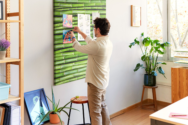 Wall cork memo board Green bamboo stalks in a harmonious arrangement