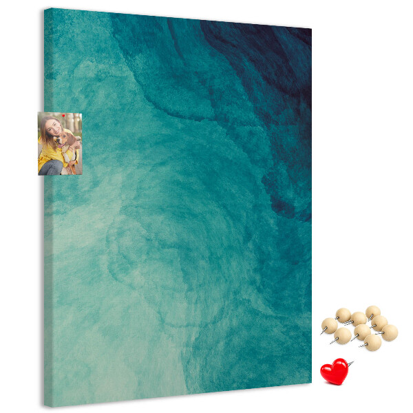Memo cork board Abstract pattern in shades of blue