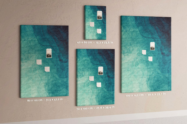 Memo cork board Abstract pattern in shades of blue