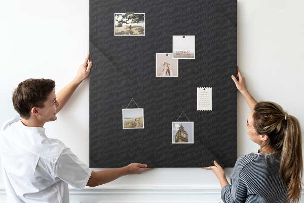 Cork notice board Black board with a minimalist design