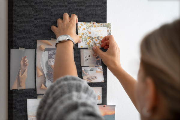 Cork notice board Black board with a minimalist design