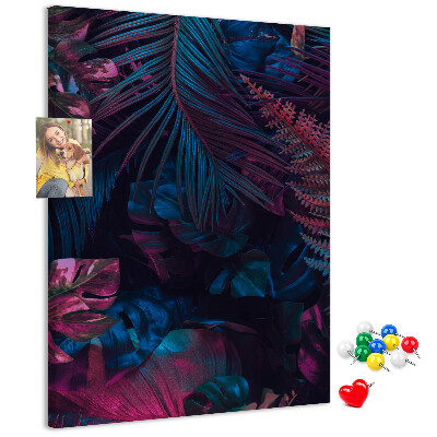 Wall cork memo board A mysterious forest in intense colors