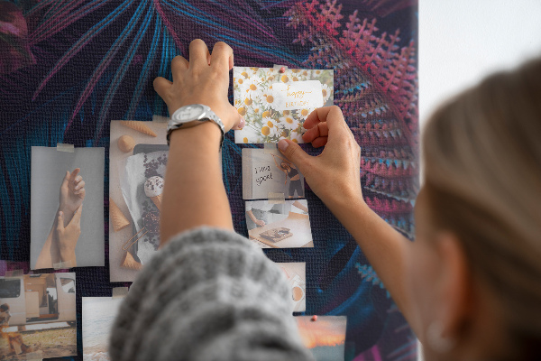 Wall cork memo board A mysterious forest in intense colors