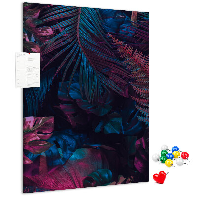 Wall cork memo board A mysterious forest in intense colors