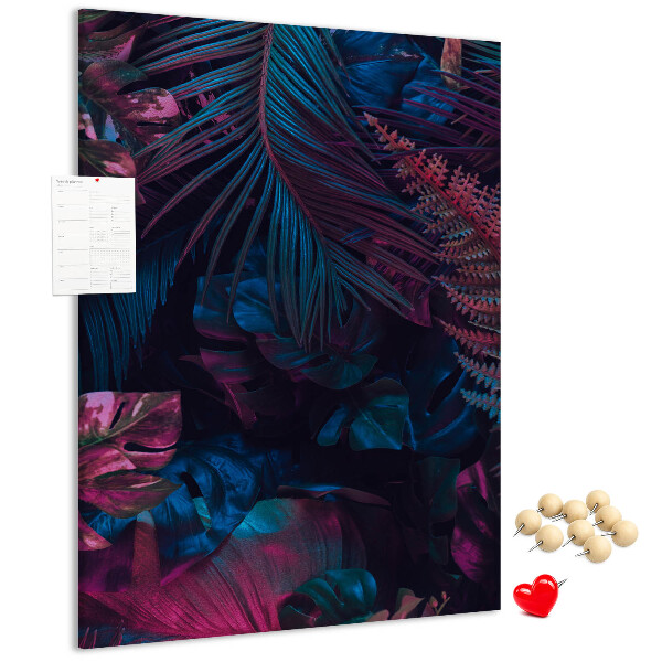 Wall cork memo board A mysterious forest in intense colors