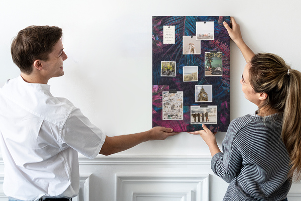 Wall cork memo board A mysterious forest in intense colors