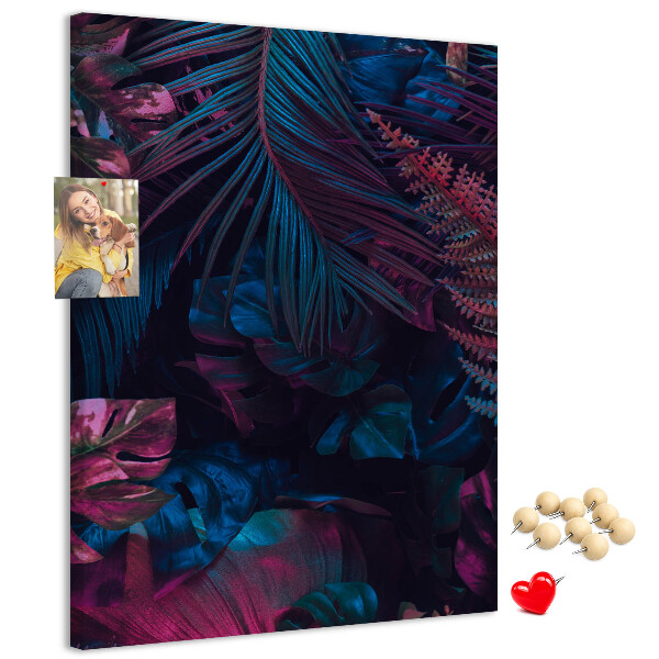 Wall cork memo board A mysterious forest in intense colors