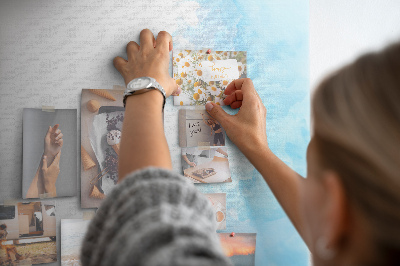 Memo cork board Delicate blue watercolors on canvas